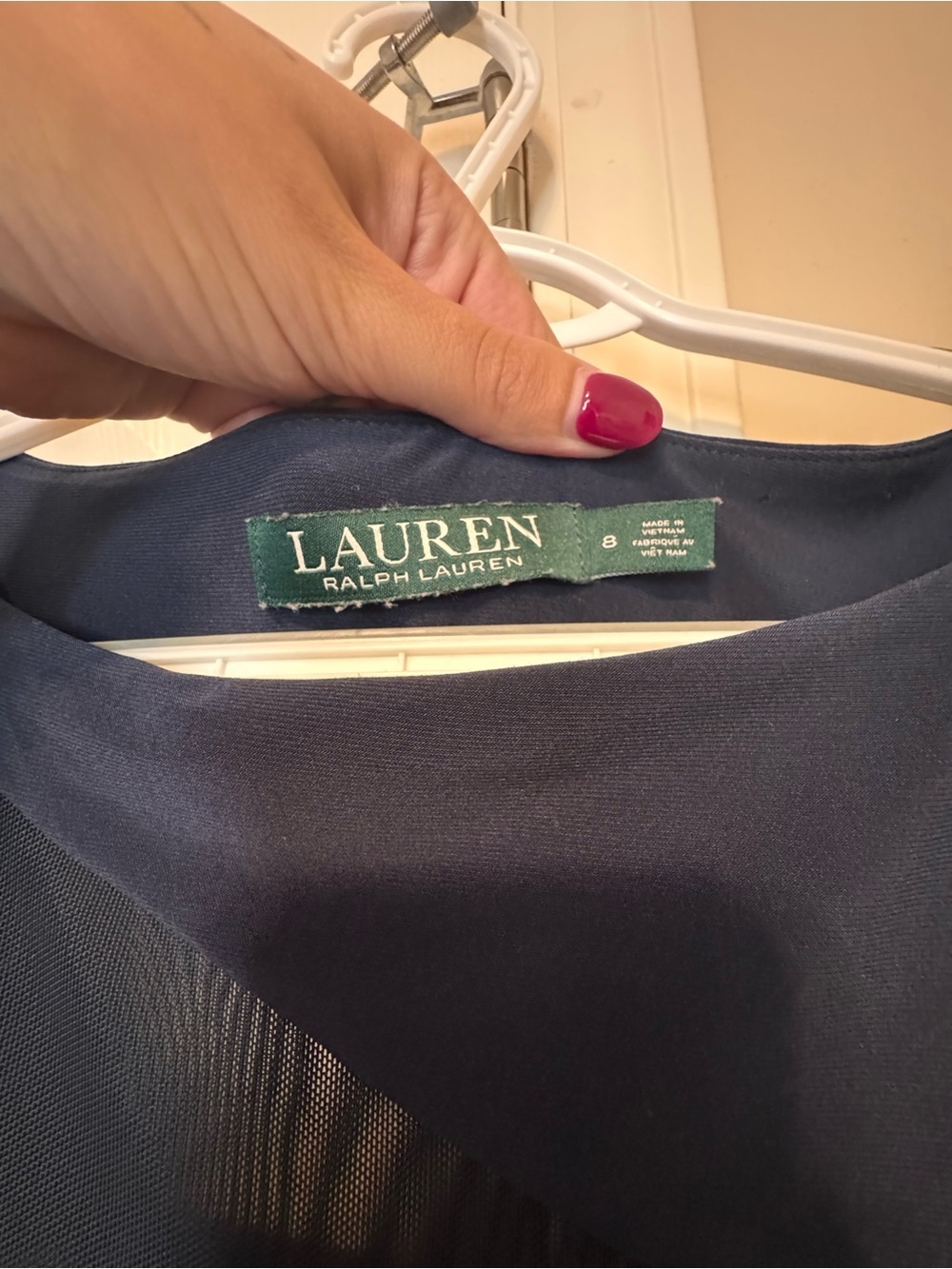 Lauren Ralph Lauren Navy Long-Sleeve Ruched Sheath Dress - Picture 3 of 4
